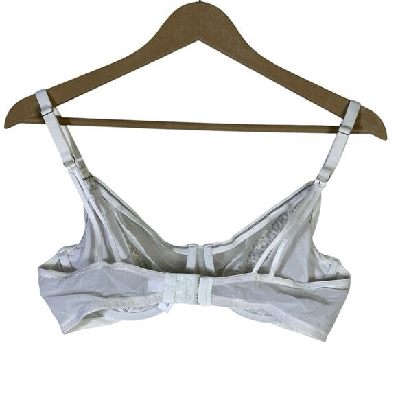Auden Bra Womens 38B White Sheer Lace Unlined Adjustable Straps Dainty Coquette - Picture 2 of 4